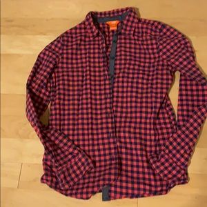 Red plaid button up shirt